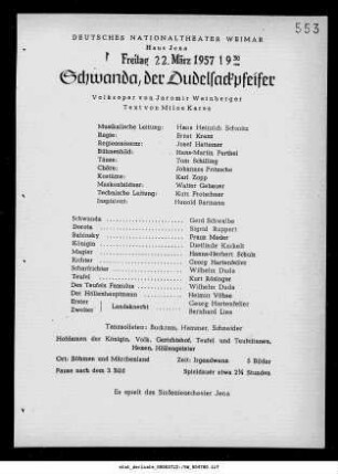 Schwanda, der Dudelsackpfeifer