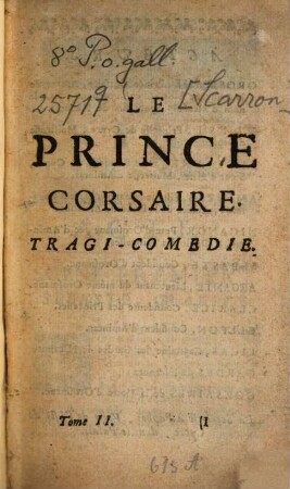 Le Prince Corsaire : Tragi-Comédie