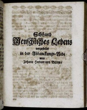Schiffarth Menschliches Lebens.