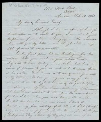 Brief von Edward Taylor an Louis Spohr