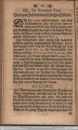 IX. De Termino Vitae. Von dem Ziel des menschlichen Lebens
