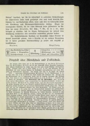 Dörpfeld über Mittelschule und Volksschule