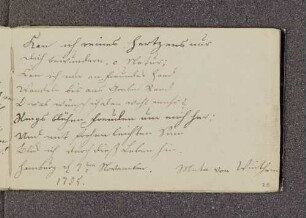 Meta von Winthem. – Incipit: "Kann ich reines Hertzens nur". – Hamburg, 07.11.1785