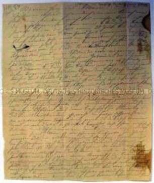 Brief von Bernhard Rostosky an seine Frau, mit Briefumschlag