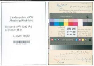 Entnazifizierung Heinz Lindert , geb. 21.10.1888 (Rektor)