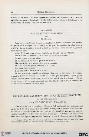 1: Les régimes matrimoniaux dans le droit égyptien et par comparaison dans le code civil francais