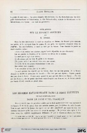 1: Les régimes matrimoniaux dans le droit égyptien et par comparaison dans le code civil francais