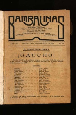 ¡Gaucho! : comedia dramática de ambiente campero en tres actos