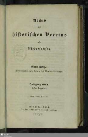 N.F.1845: Archiv des Historischen Vereins für Niedersachsen