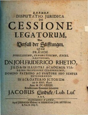 Disp. iur. de cessione legatorum