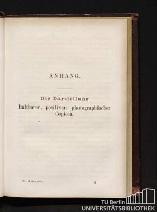 Anhang - Die Darstellung haltbarer, positiver, photographischer Copieen