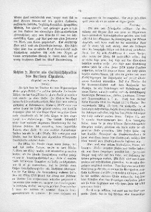 Achim v. Arnim als Geschichtsschreiber des Berliner Theaters