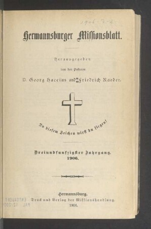 53.1906: Hermannsburger Missionsblatt
