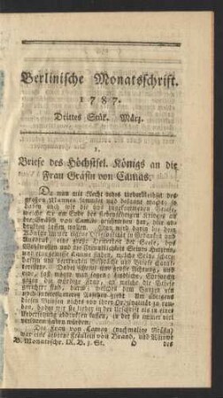 Berlinische Monatsschrift. 1787. Drittes Stük. März.