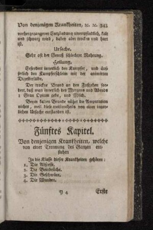 Fünftes Kapitel. Von denjenigen Krankheiten, welche von einer Trennung des Ganzen entstehen.