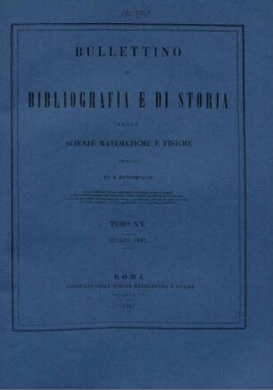Tomo XX. Luglio 1887.