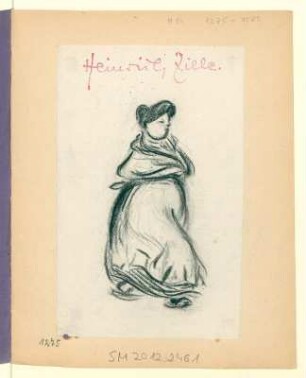 Frau mit Hochsteckfrisur, Profil nach rechts