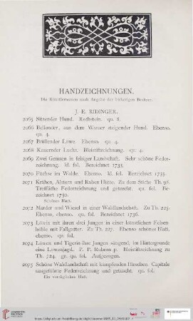 Handzeichnungen (Nr. 2065 - 2136)
