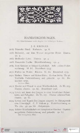 Handzeichnungen (Nr. 2065 - 2136)