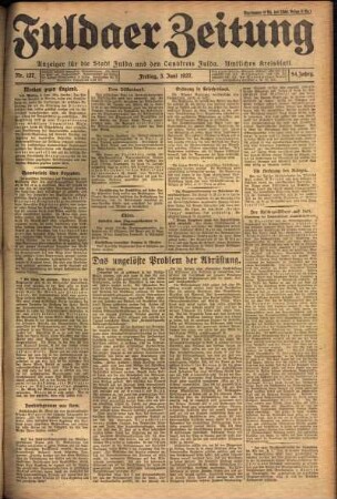Erste Ausgabe vom Freitag, den 03. Juni 1927.