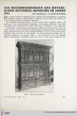 4: Die Neuerwerbungen des bayerischen National-Museums im Jahre 1911