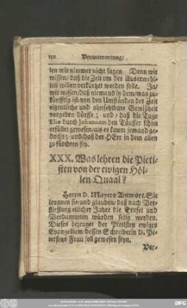 XXX. Was lehren die Pietisten von der ewigen Höllen-Quaal?