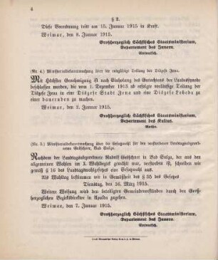 Nr. 4: Ministerialbekanntmachung über die endgültige Teilung der Diözese Jena