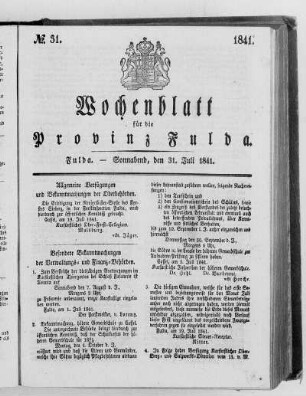 Nr. 31, Ausgabe vom 31. Juli 1841