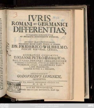 Ivris Romani Et Germanici Differentias, Occasione Interpretvm Ad Prooemivm Institvtionvm Ivstiniani