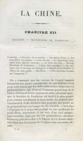 Chapitre XII. Religion. - Sectateurs de Confucius