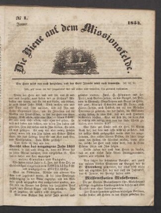 N° 1. Januar 1854