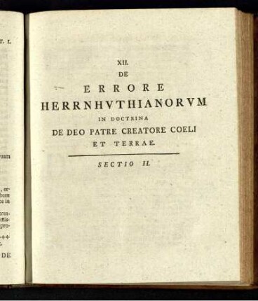 XII. De Errore Herrnhuthianorum In Doctrina De Deo Patre Creatore Coeli Et Terrae. Sectio II.