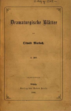 Dramaturgische Blätter, 2. 1866