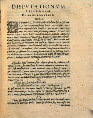 Disputationum ethicarum de amicitia prima