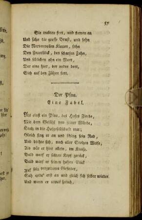 Der Pfau. Eine Fabel.