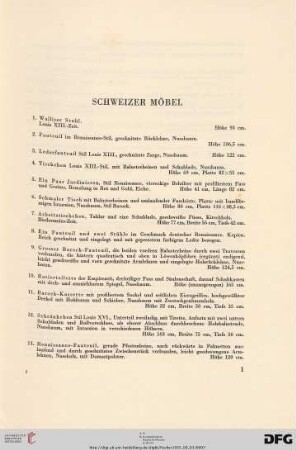 Schweizer Möbel (Nr. 1-65)