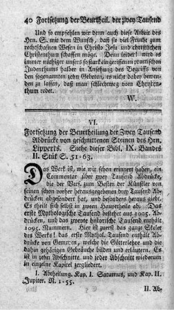 Fortsetzung der Beurtheilung der Zwey Tausend Abdrücke von geschnittenen Steinen.
