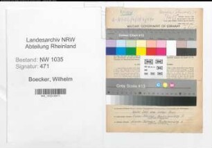Entnazifizierung Wilhelm Boecker , geb. 24.11.1909 (Steiger)