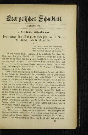 Bemerkungen über "Das zweite Schuljahr von Dr. Rein, A. Pickel, und E. Scheller"