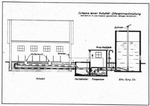 Schema einer Kuhstall-Schwemmentmistung