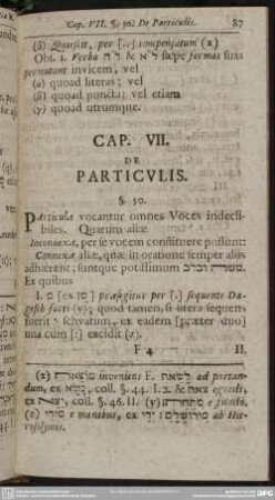 Cap. VII. De Particulis