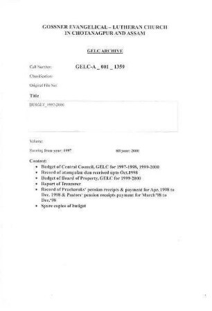 BUDGET 1997-2000