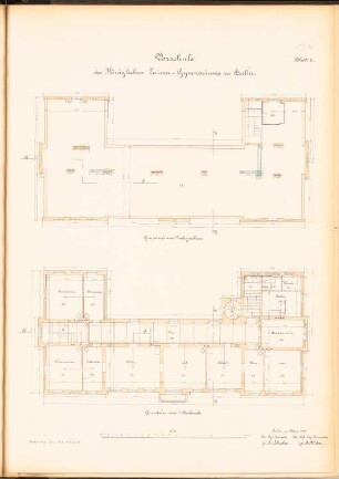 Luisen-Gymnasium, Berlin: Vorschule: Grundrisse DG, 1.OG 1:100