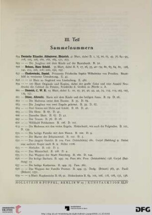 III. Teil: Sammelnummern (Nr. 654-810)