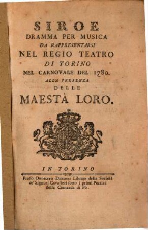 Siroe : Dramma per musica