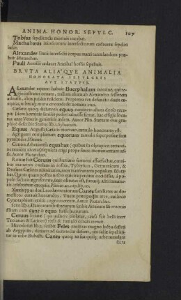 Bruta aliaque animalia honorata sepulcris aut statuis.