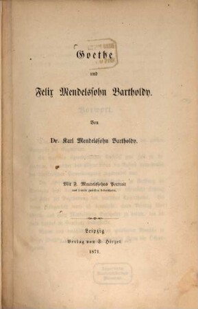 Goethe und Felix Mendelssohn Bartholdy