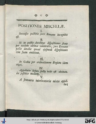 Positiones Miscellae.