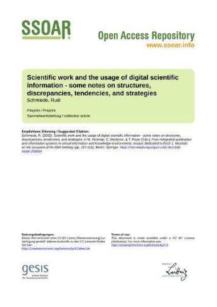 Scientific work and the usage of digital scientific information - some notes on structures, discrepancies, tendencies, and strategies