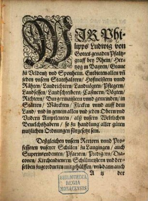 Außzug auß den General Visitations Artickuln des Fürstenthumbs Neuburg : [Actum Newburg an der Thonaw, den 20. Frebruarij, Anno 1576.]